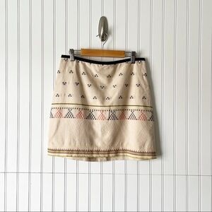 Madewell Size 0 Gamine Linen Aztec Mini Skirt
